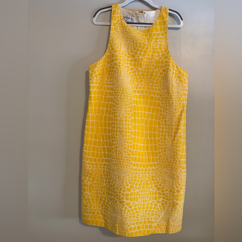 Tibi Yellow Croc-Pattern Dress